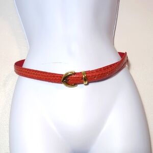 Giani Bernini Red Leather Genuine Snakeskin Mobwife Biker Grunge Statement Belt